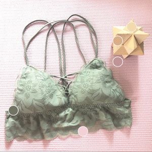 pink vs | green crossback bralette